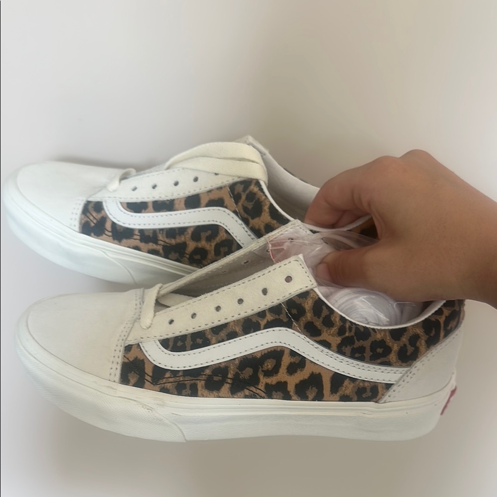 Vans Women's White and Leopard Sneakers
